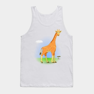 Smiling giraffe in savannah Tank Top